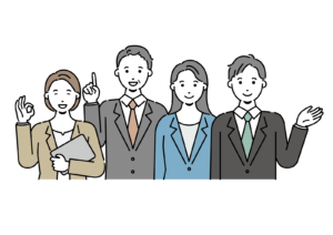 女性社労士と経営者たちの前向きな姿のイメージ